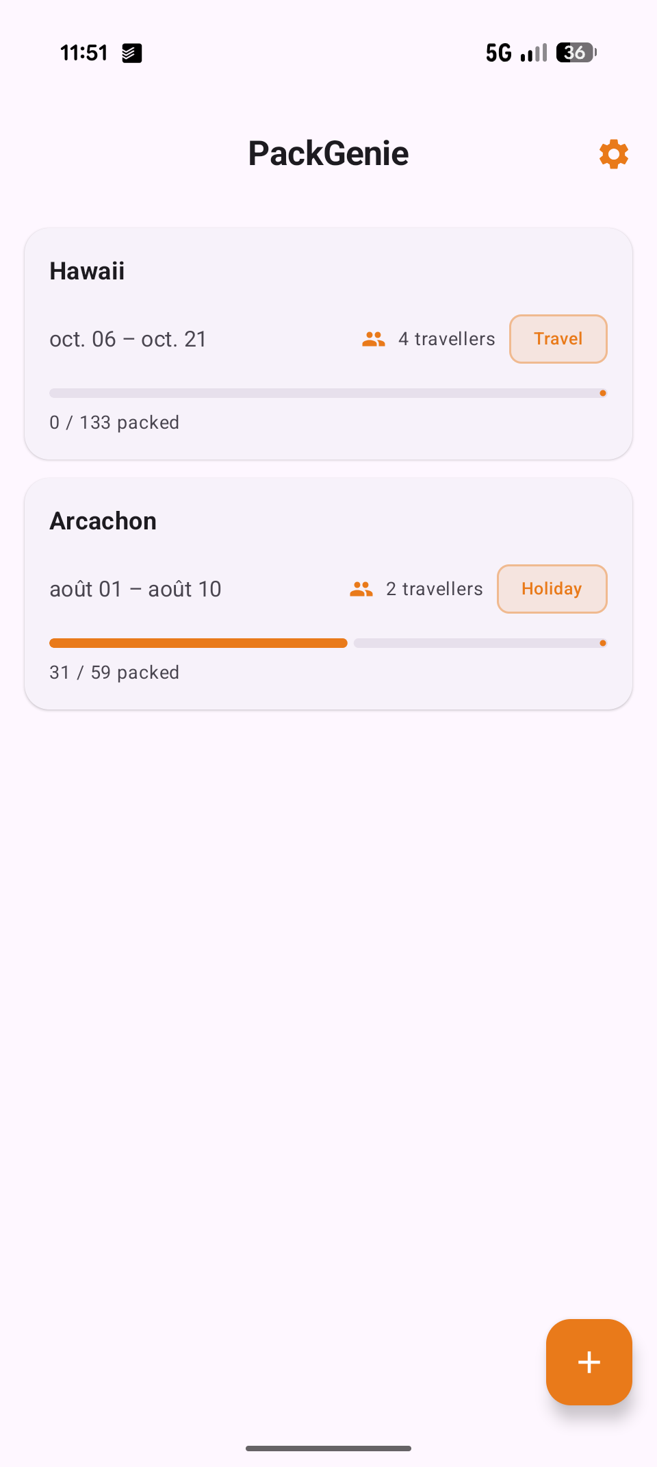 PackGenie Home Overview